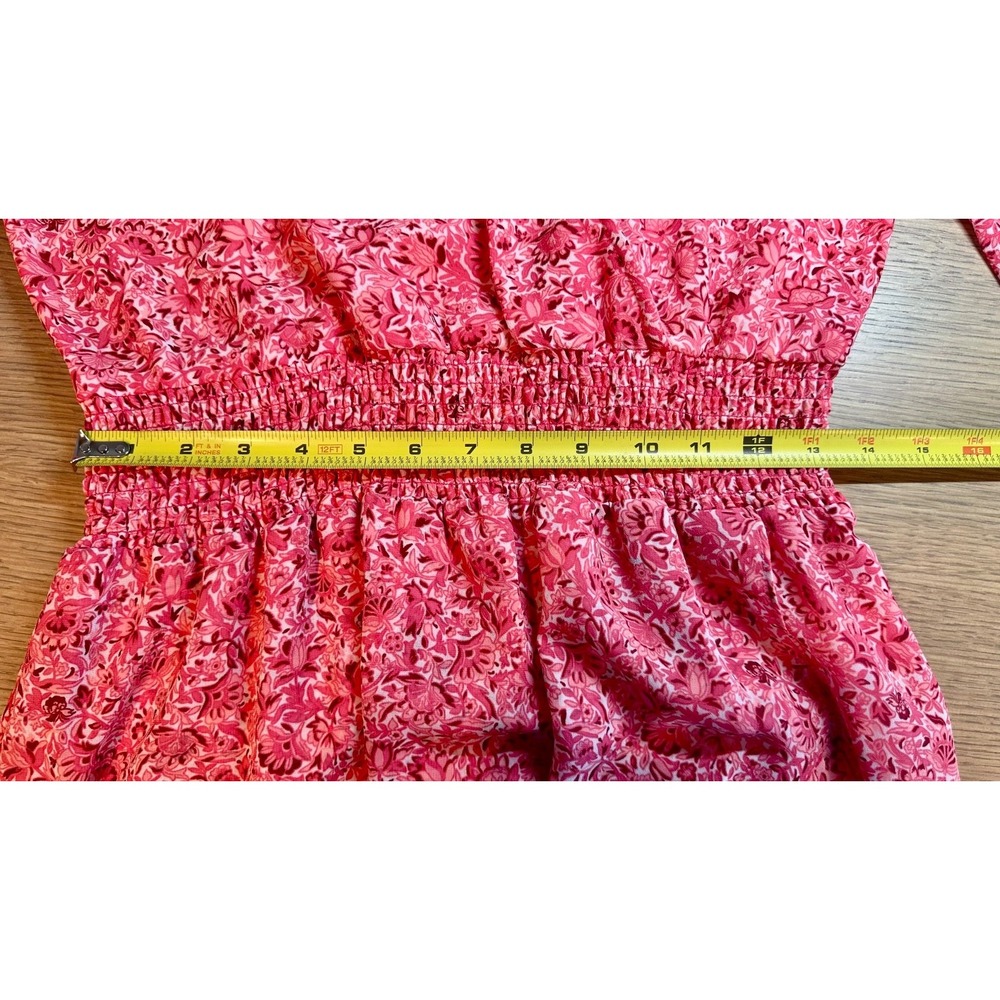 Michael Michael Kors Pink Floral Smocked Waist Dress Womens Medium Boho - Picture 13 of 15
